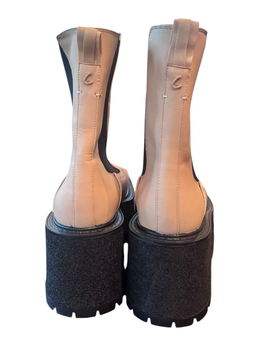 Circus NY Sam Edelman Susan Chelsea Boots Platform Lug Sole Black Beige - Picture 5 of 7